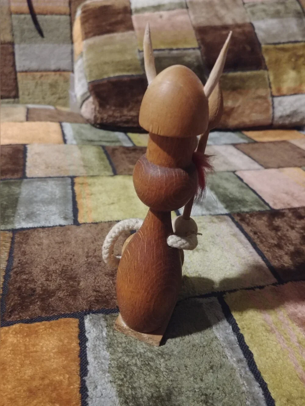 Vintage mid-century wooden Viking figurine